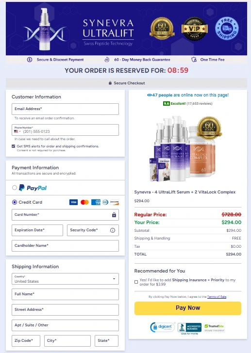 checkout page synevra